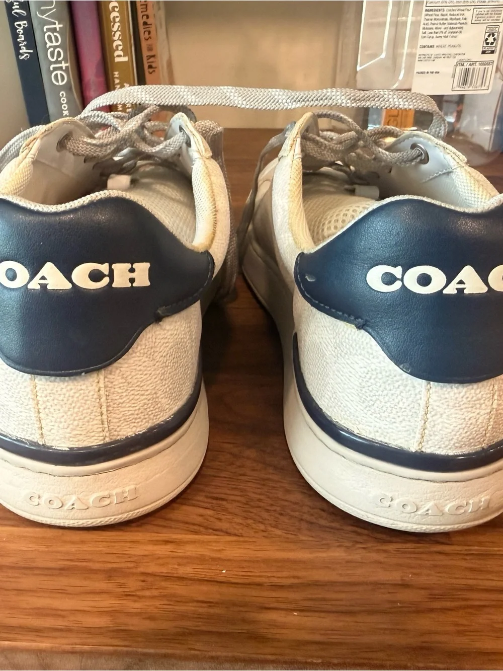 Coach White and Navy Low-Top Sneakers